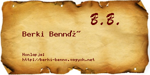 Berki Bennó névjegykártya